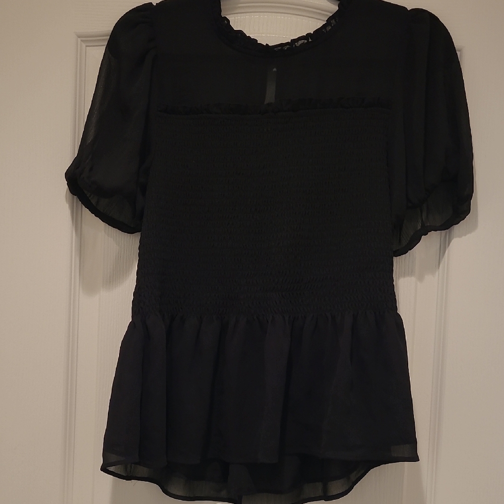 Torrid Elegant Black Smocked Blouse